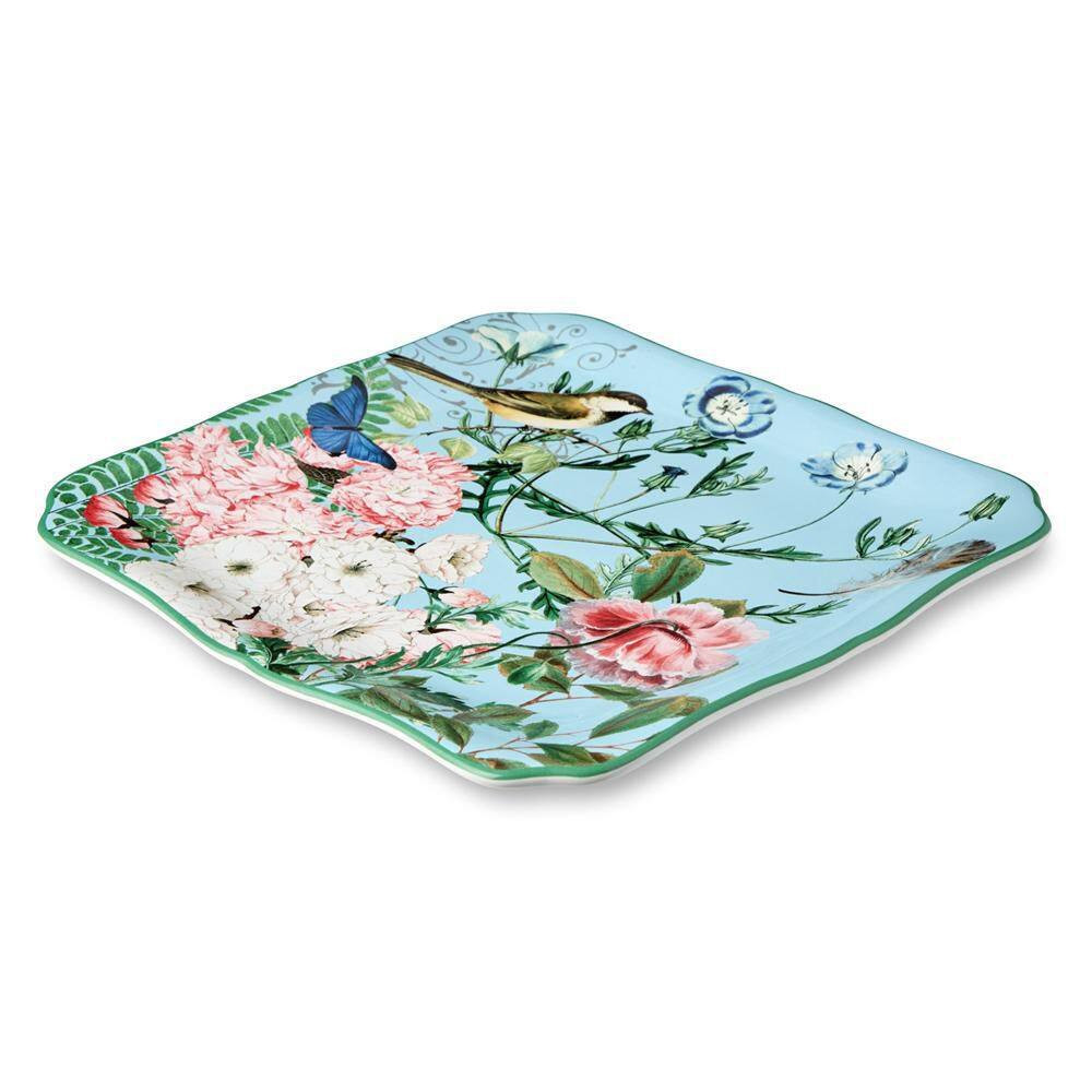 3.5 In. Multi-Colored Ceramic Flora Square Platter