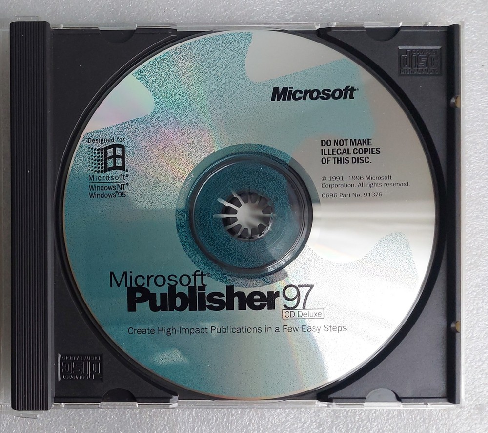 Microsoft Publisher 97 CD Deluxe Desktop Publishing Software Windows NT/95 + Key