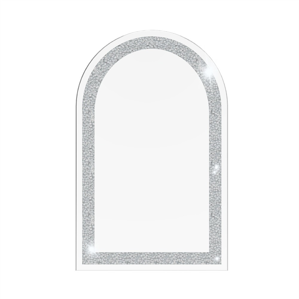 Wisfor Crushed Diamond Mirror Bling Crystal Wall Mounted Bathroom Mirror Arched