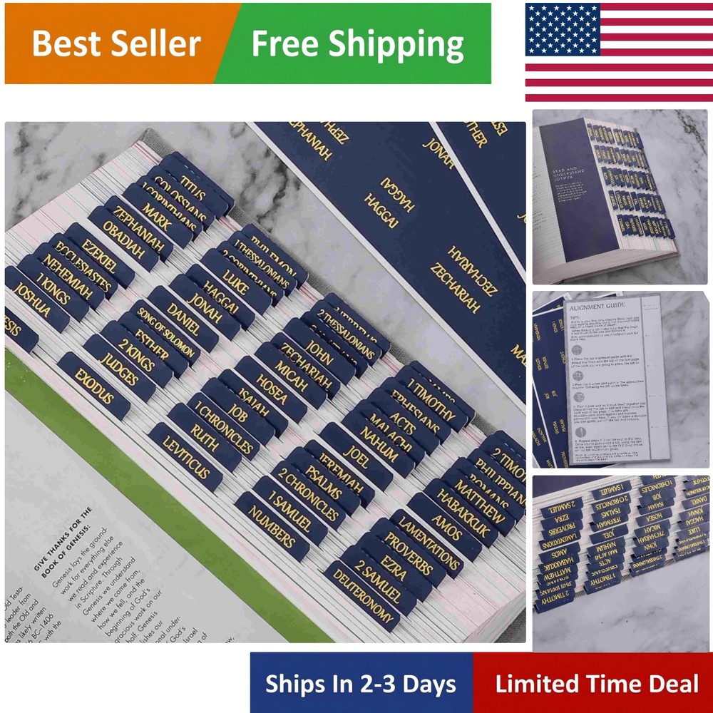 Repositionable Laminated Bible Stickers - 80 Large Print Tabs for Easy Reference
