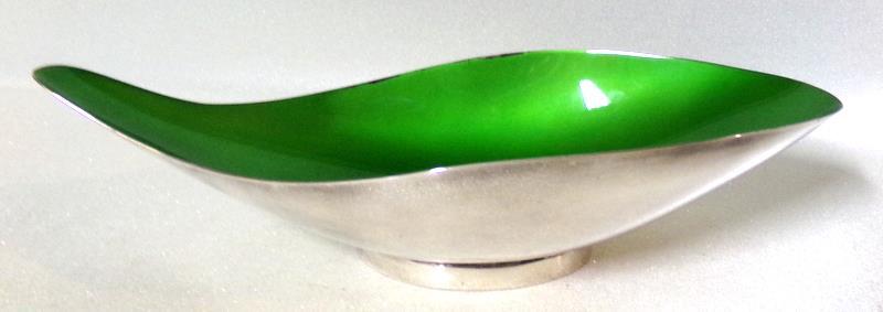 Mid Century Modern Lime Silverplate Teardrop Bowl