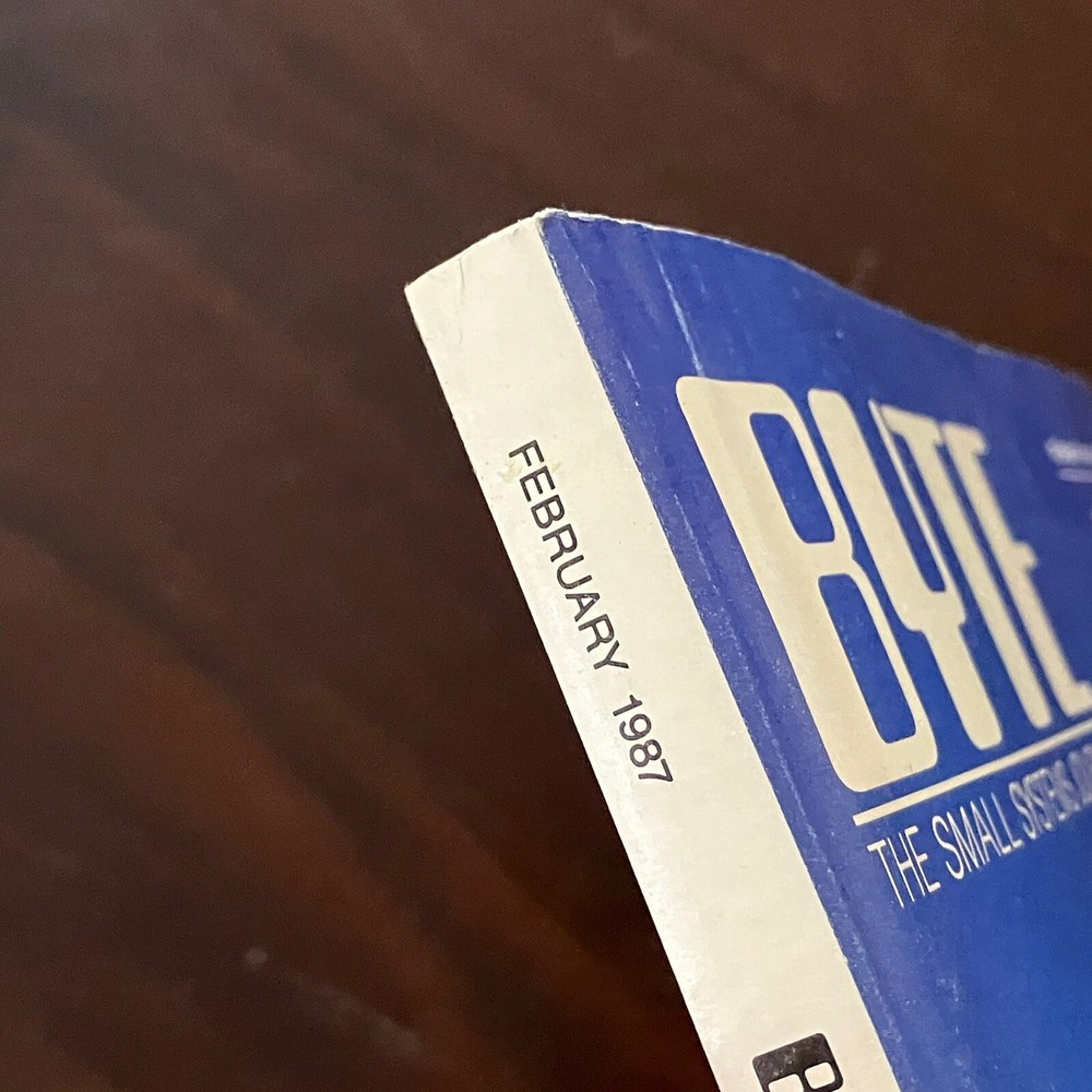 February 1987 Byte computer magazine Wood Computer School Desk Cover