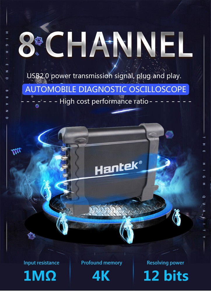 1008C Hantek 8CH Oscilloscope PC USB Automotive DAQ Program Generator Diagnostic