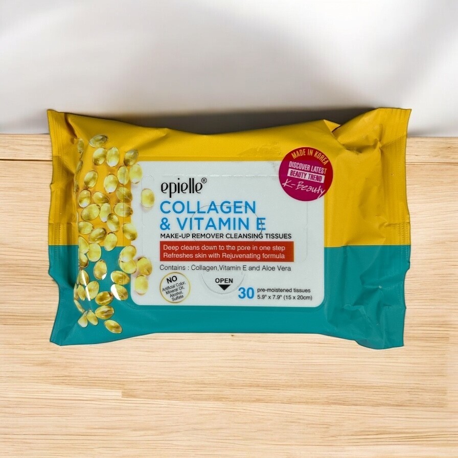 2-Pack/ Epielle Collagen and Vit-E Make-Up Remover Cleansing Tissues,  30 Count