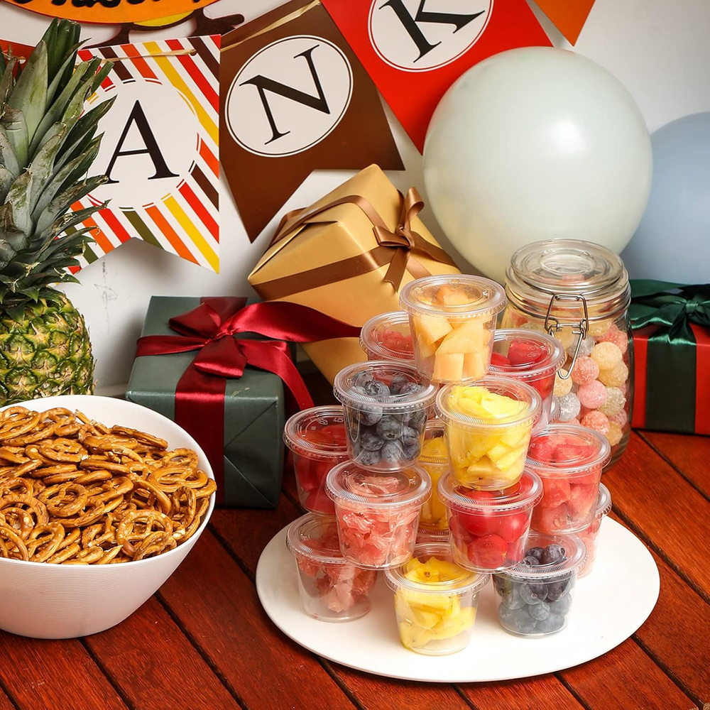 Portion Cups with Lids, 240 Sets - 5.5 Oz Airtight, Stackable Souffle Cups, S...