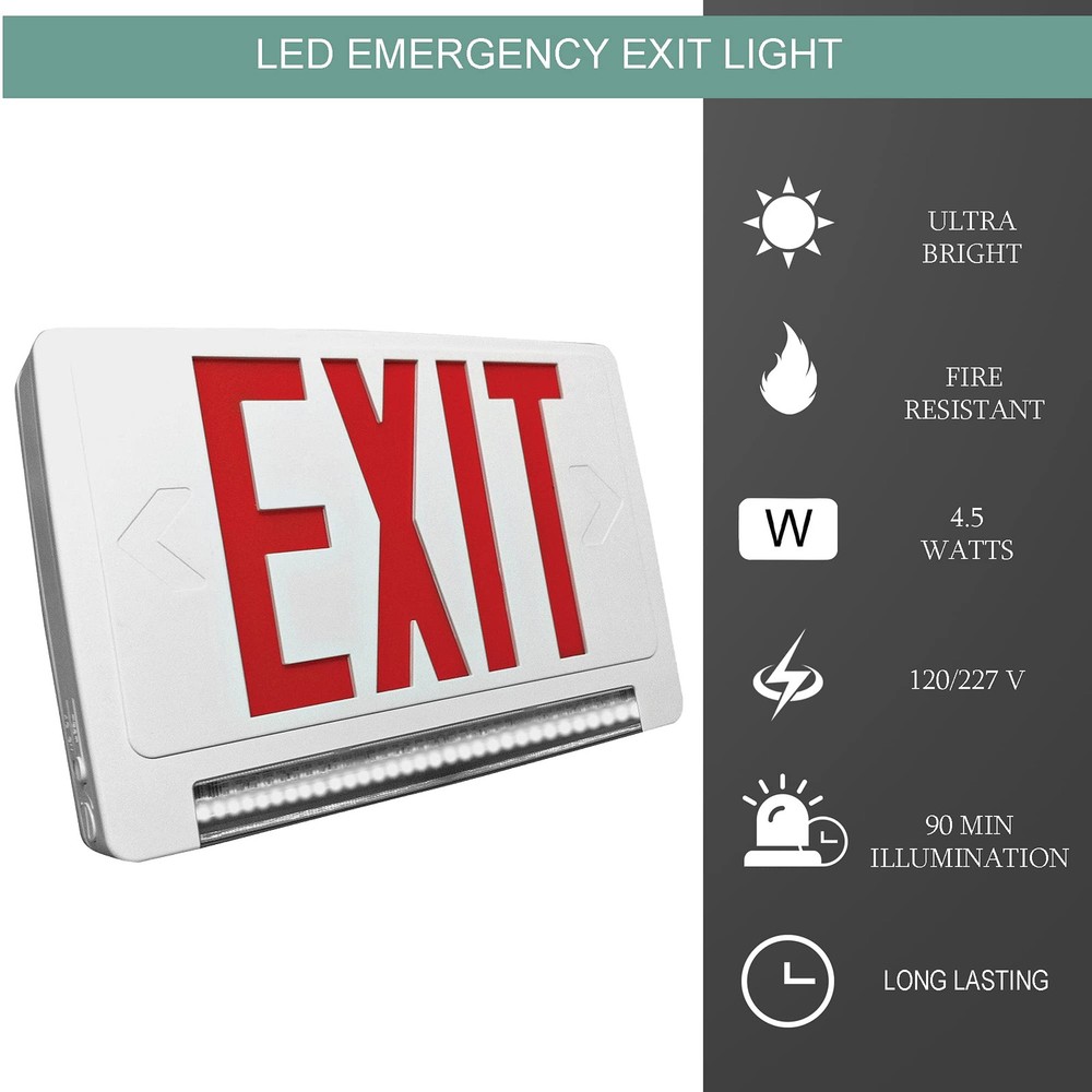 Ciata 2 Pack Ultra Bright Energy-efficient Lighted Exit Signs with Battery Ba...