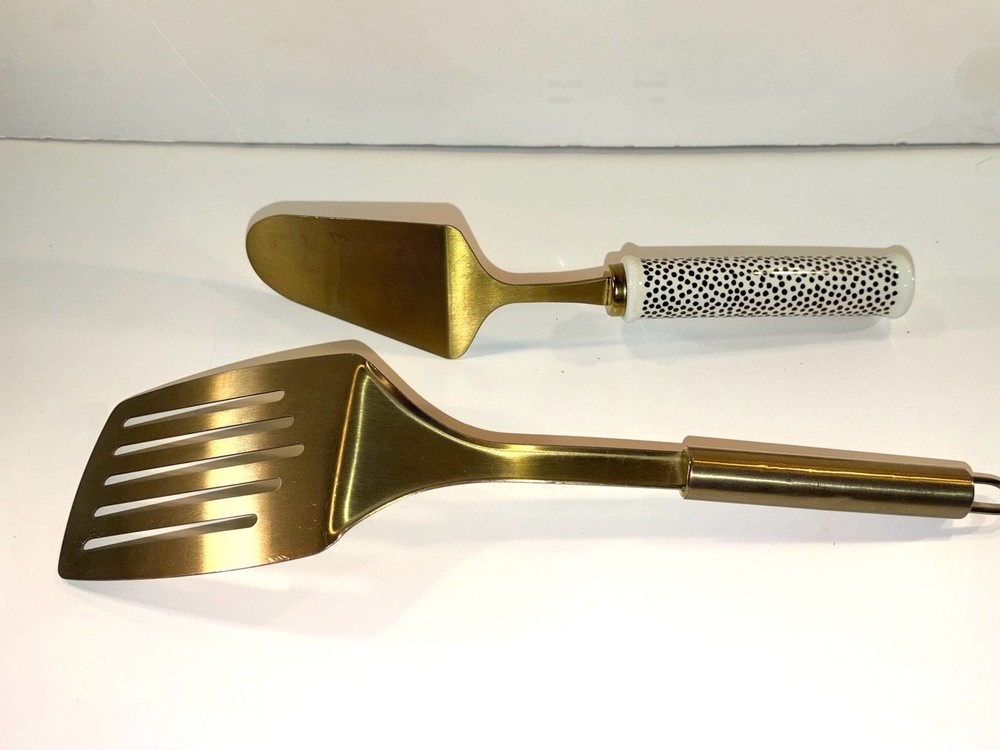 Thyme & Table Gold Stainless Slotted Spatula & Cake Server
