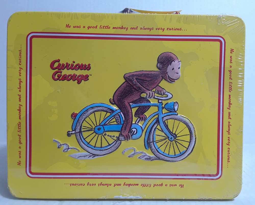 Curious George Tin Lunch Box Collectible Keepsake /Red Handle/Pristine Sealed