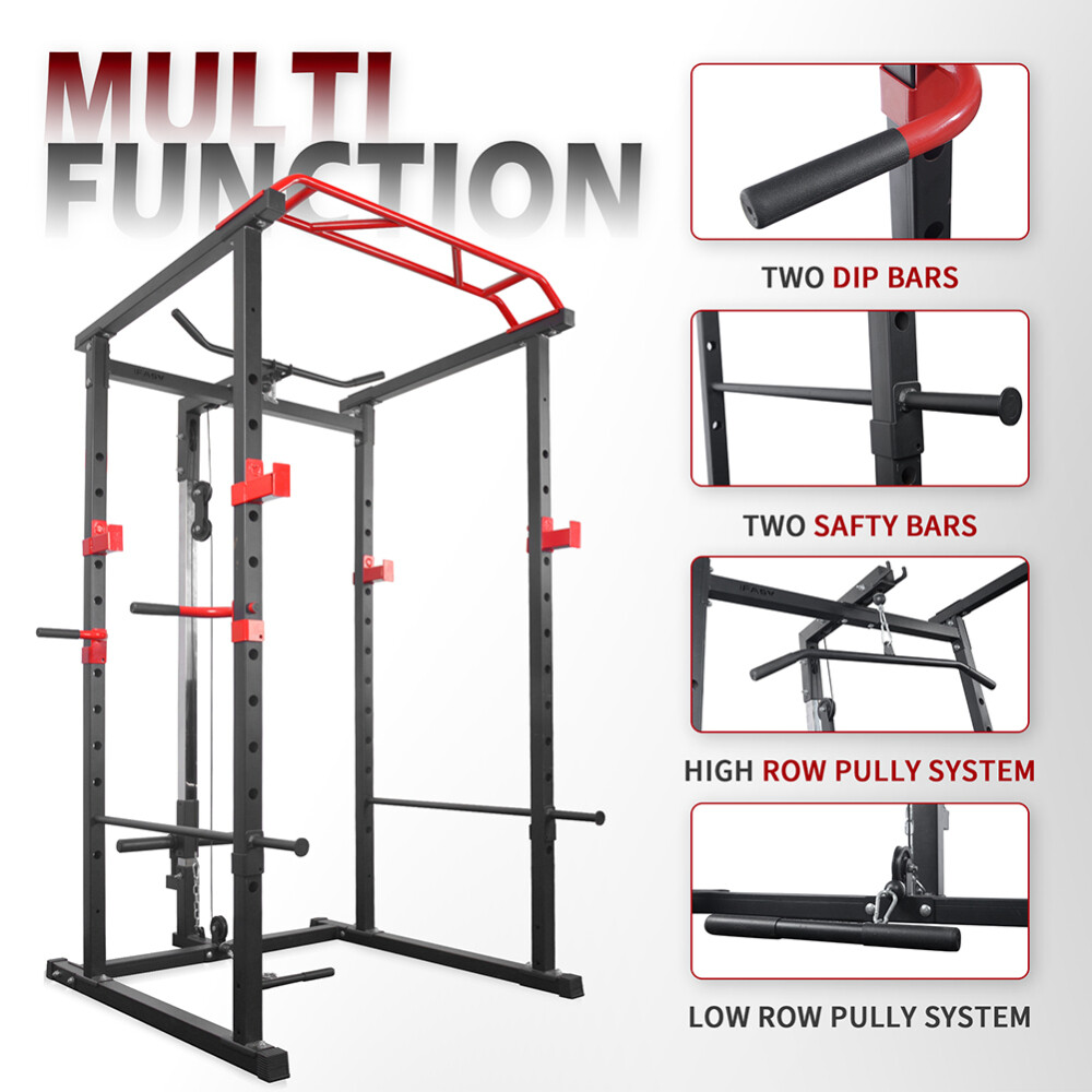 Multi-Functional Power Cage, Adjustable Pull-Up/Squat Rack 1000Lbs Capacity