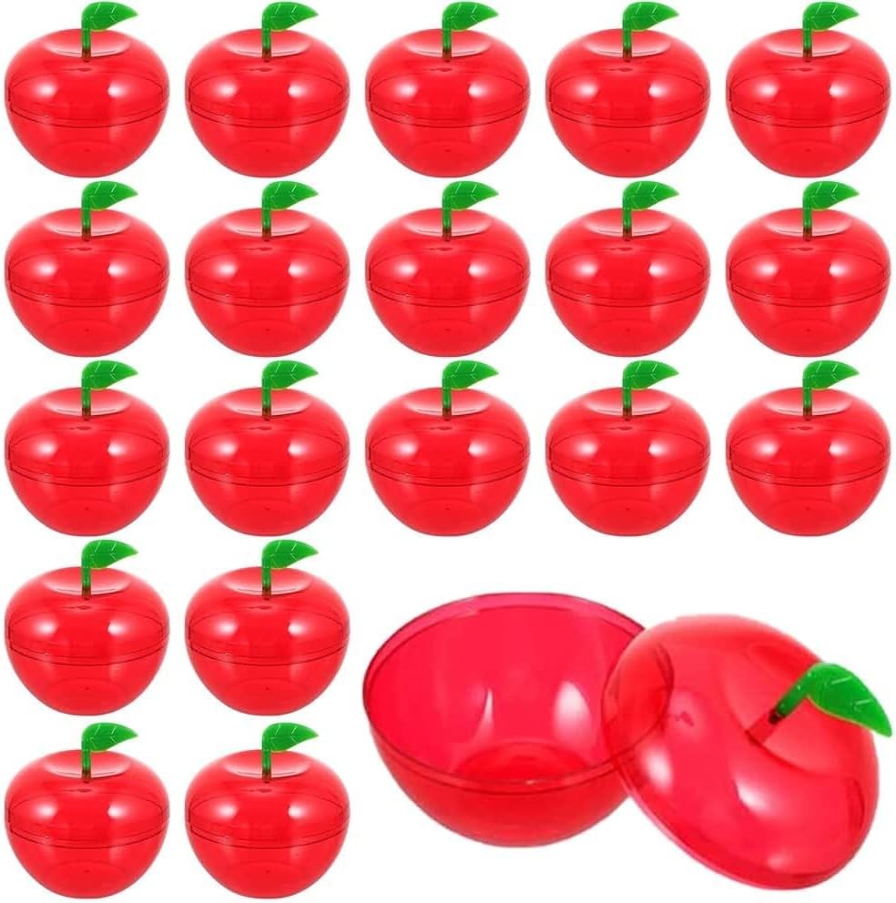 24 Pcs Red Apple Container Candy Boxes Plastic Bobbing Apples Decorative