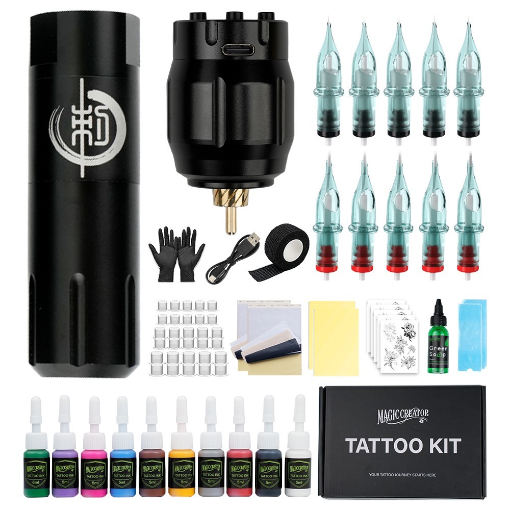 Completely Tattoo Supply Wireless Tattoo Kit Stencil Paper Soap Ink Sets