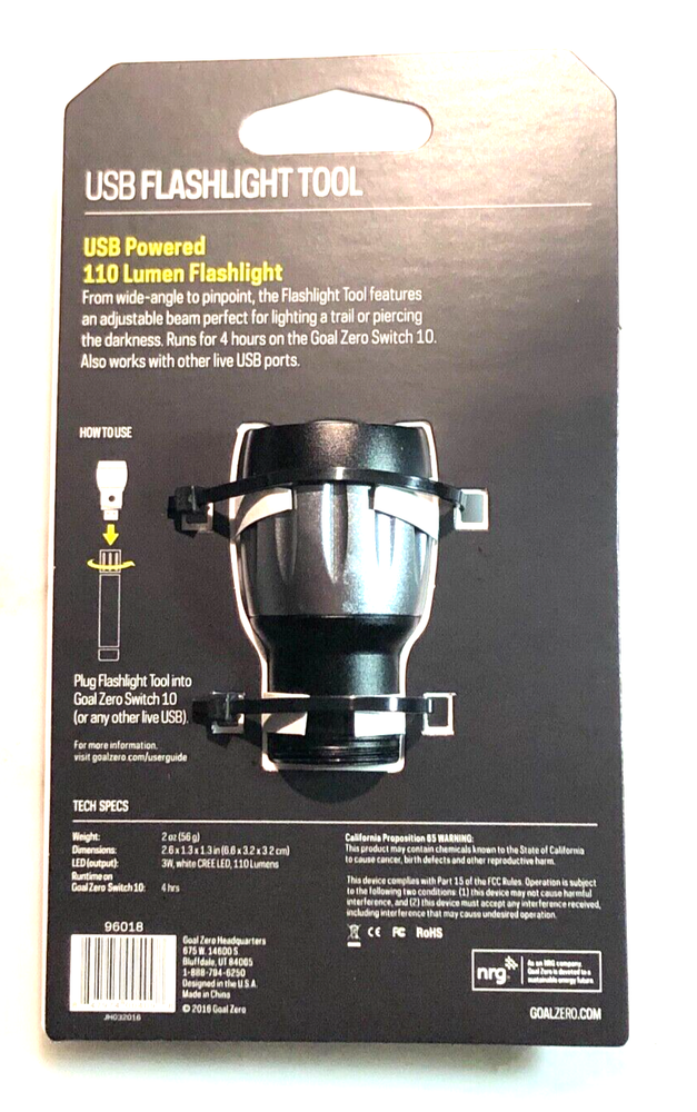 Goal Zero USB Flashlight Tool USB Powered 110 Lumens # 96018