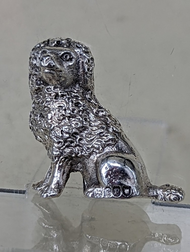 1902 Solid silver miniature poodle dog figure