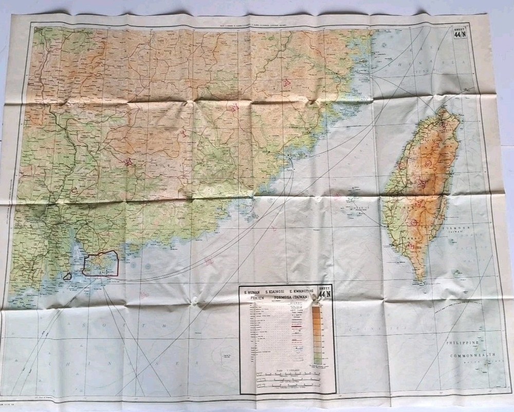 Escape Map 1944 China MI9 SHEETS 44/N & 44/O - Thin Cloth