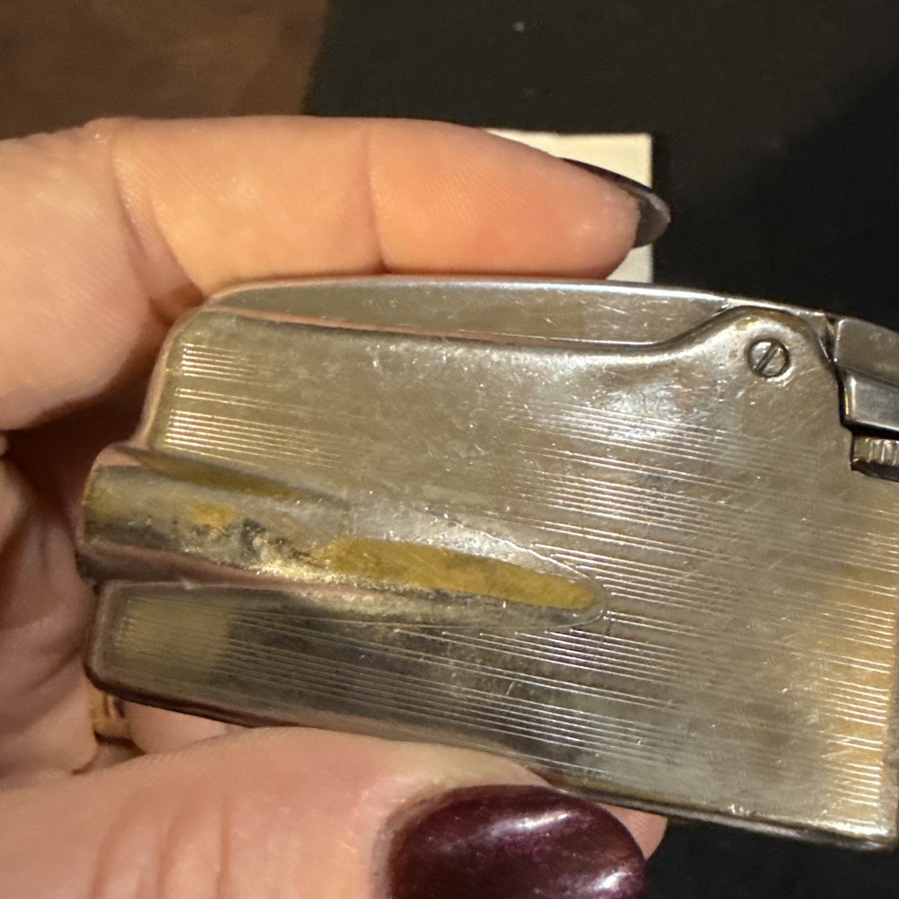 Vintage Ronson Varaflame Silver Chrome Butane Lighter Complete Untested