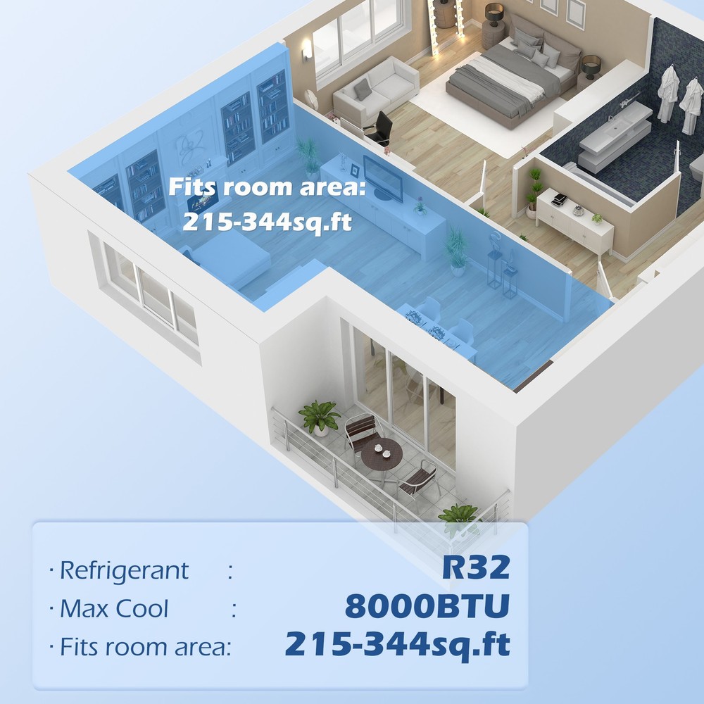 8000 BTU Portable Air Conditioner w/ 4 Modes for Home Office, Black