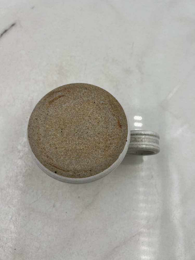 Handmade Studio Pottery Stoneware Creamer Mini Pitcher Blue Band Speckled