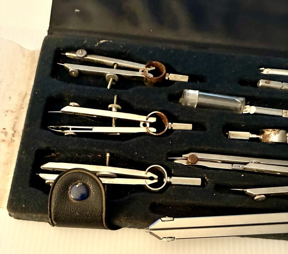 Drafting Set In Case Not Complete Vintage READ DESCRIPTION