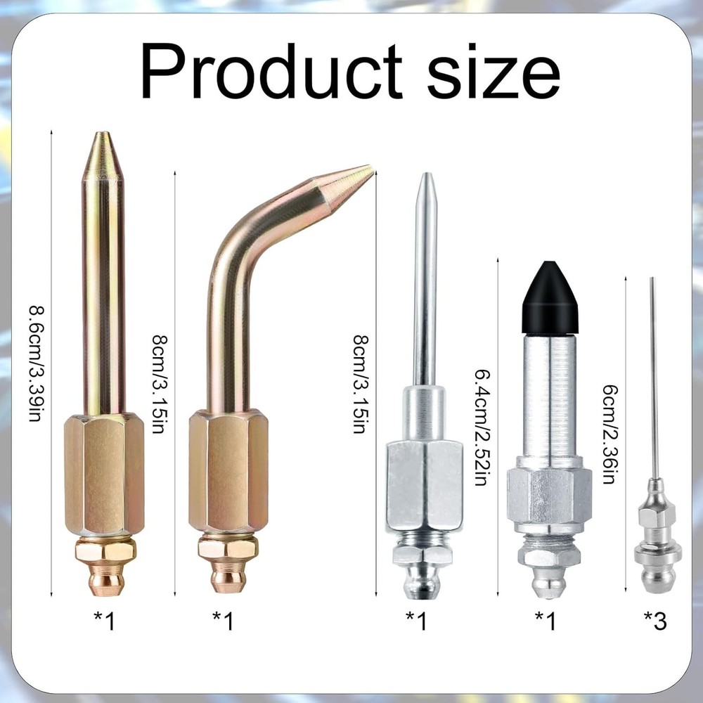 7Pcs Needle Tips Elbow Adapter Dispenser Rubber Nozzle Grease Gun Accessory Kit