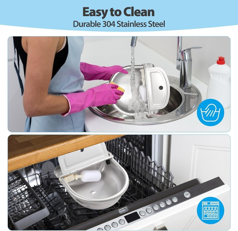 Automatic Stainless Steel Poultry Waterer Bowl - Self-Filling Float Valve System