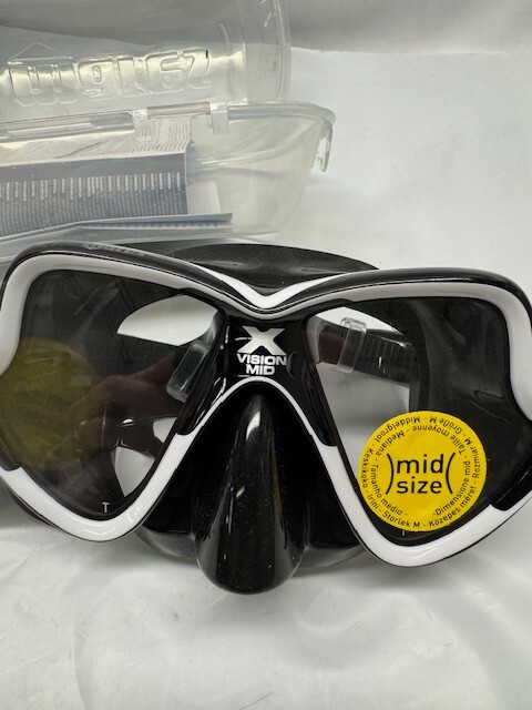 Mares X Vision Diving Mask-with Plastic Box-Black/White /Black*New