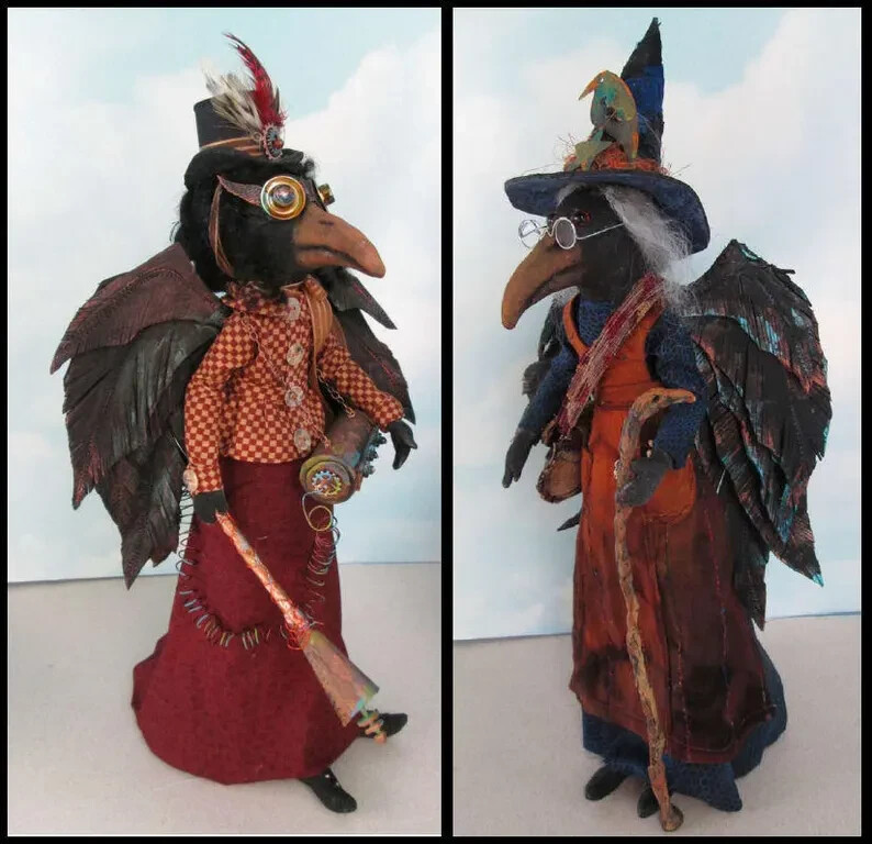 "Witch and Steampunk Crow Dolls" CD Pattern Class Tutorial by Susan Barmore