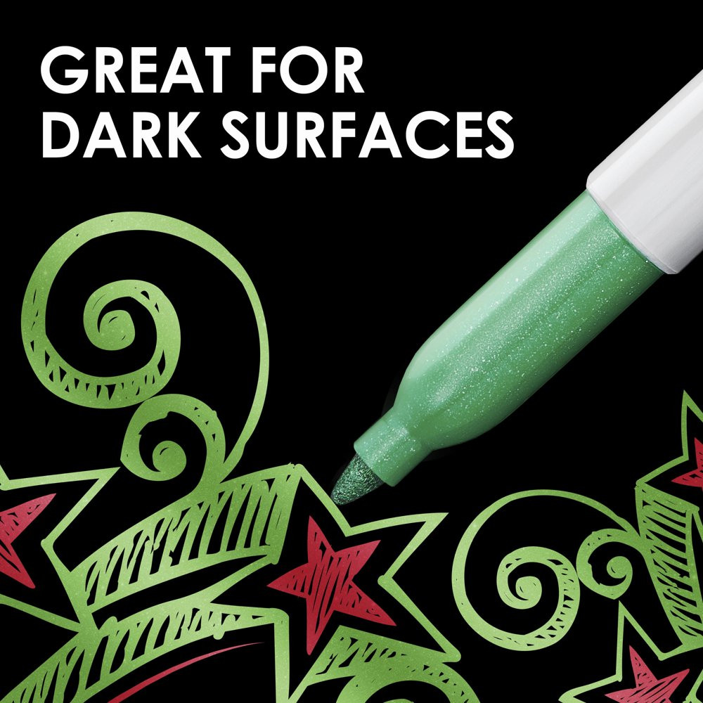 Metallic Permanent Markers, Fine Point, Silver, 12 Count