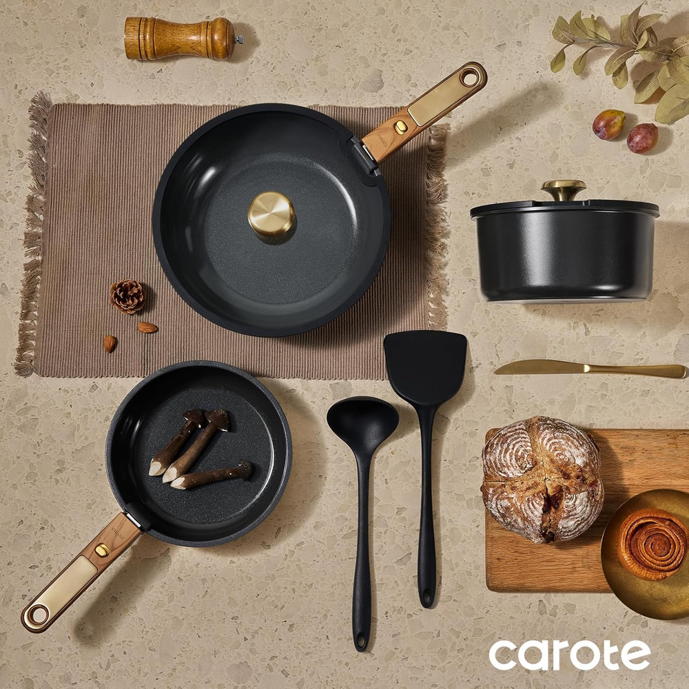 15Pcs Ceramic Cookware Set, Pots and Pans Set Non Stick, Kitchen Cooking Set wit