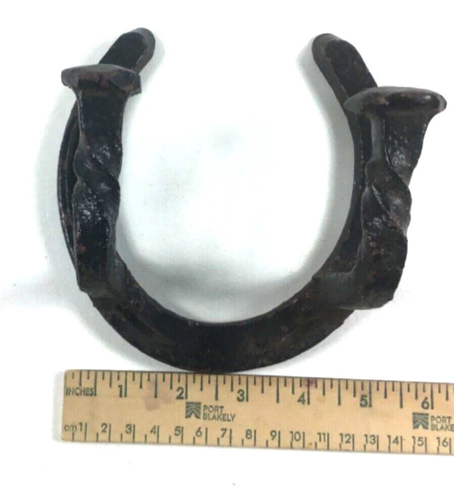 Horseshoe Railroad Spike Wall Hook Heavy Rustic Primitive Handmade