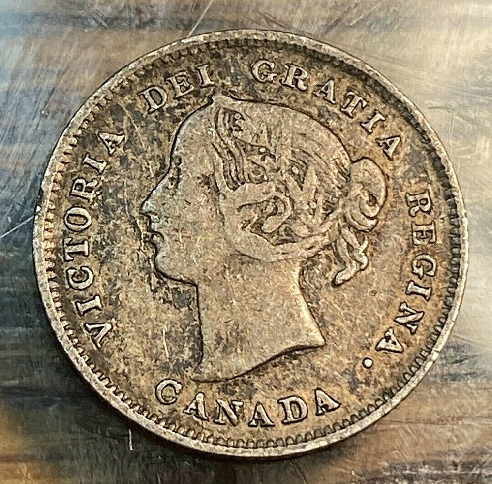 1897 Canada Silver Five Cents Nice Original F+ KM-2 CHN