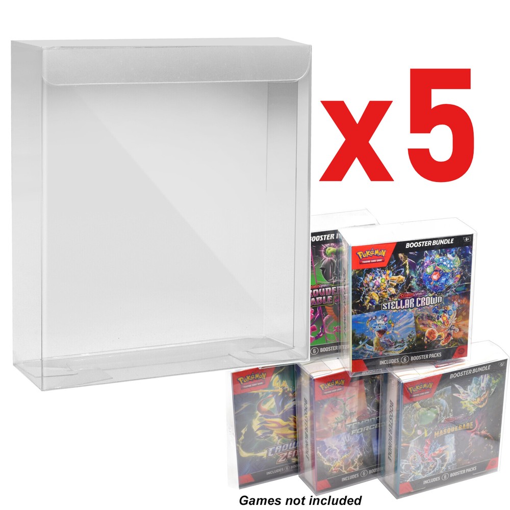5PC Protective Clear Case for Pokemon New Booster Bundle Design Display Box