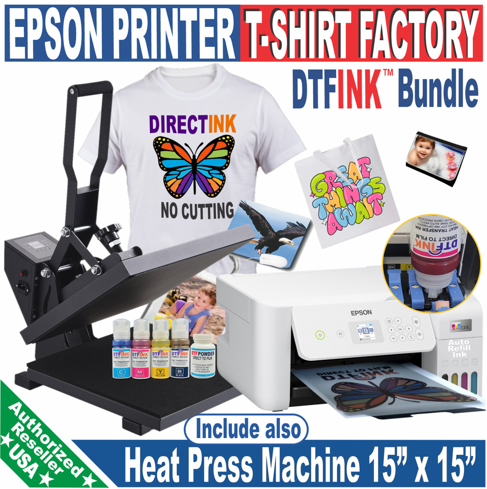 Complete Kit DTF Printing Epson printer & Heat Press 15x15 bundle