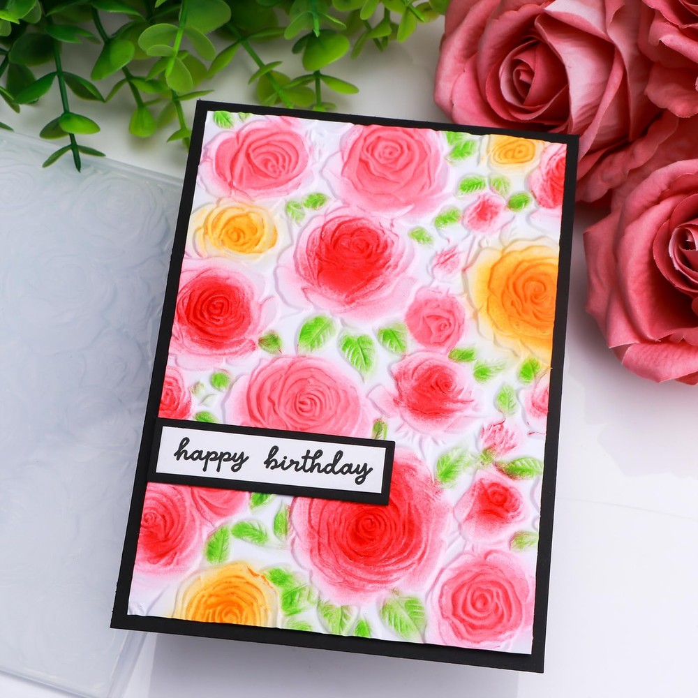 3D Embossing Folder for Card Making,Floral Pattern Clear Plastic Texture Fade...