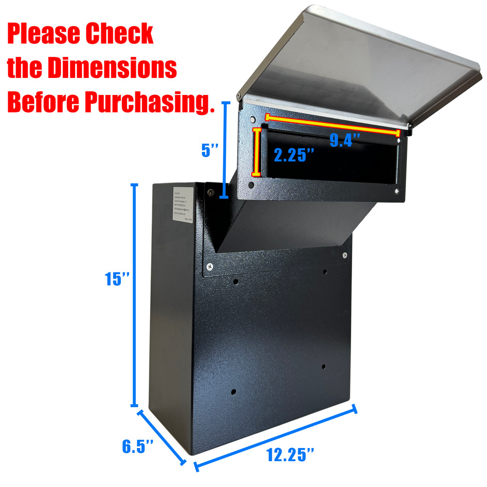 Rainproof Through the Wall Locking Mailbox with 10-Inch Adjustable Chute