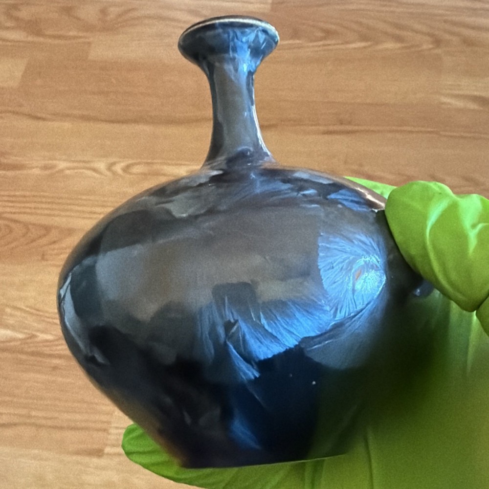 Helios Black Ceramic Decorative Vase, Glossy Finish
