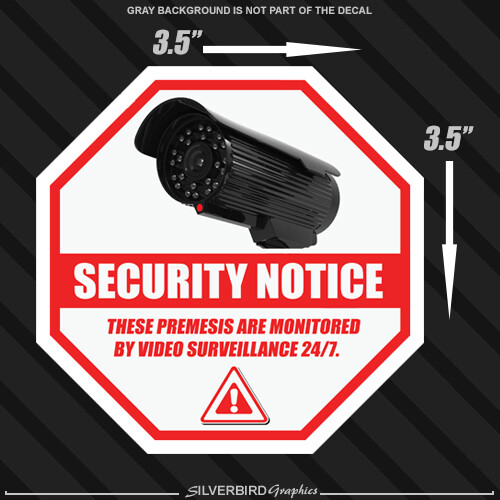 4x Security Camera Surveillance Sticker CCTV System Video Warning Decal Notice