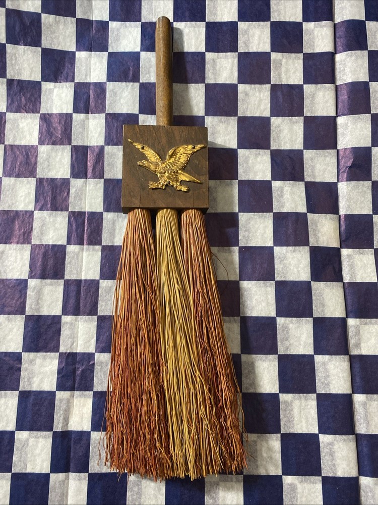 Vintage Brass Eagle Wood Fire Hearth Broom 12.5”