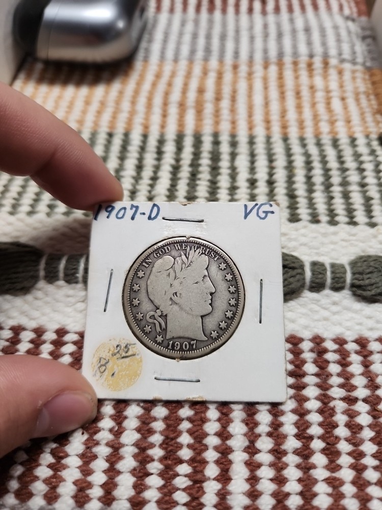 1907-D Barber Half Dollar, VG Condition 90% Silver