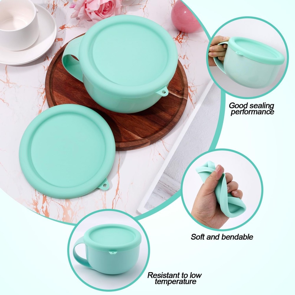 2pcs Silicone Mug Lids Dash Compatible BPA Free Leak Proof Bowl Covers