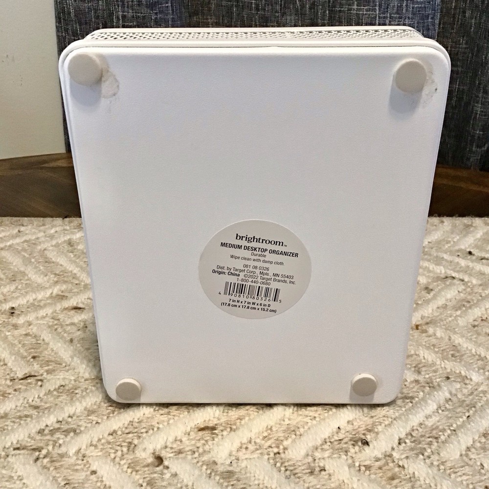 Bright Room White Mesh Desktop Organizer 7”x7”x6”Deep