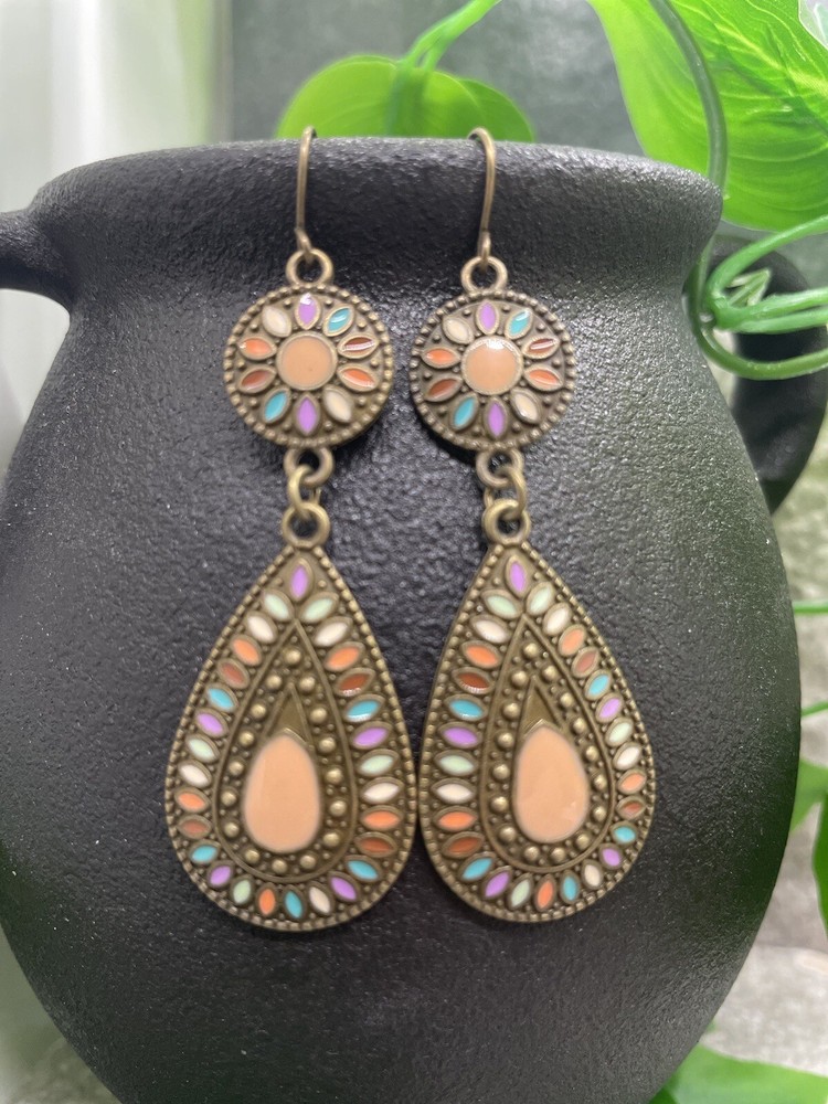 2.5” Earring Set Bronze-tone Boho Exaggerated Dangle Drop New Free Ship A3549