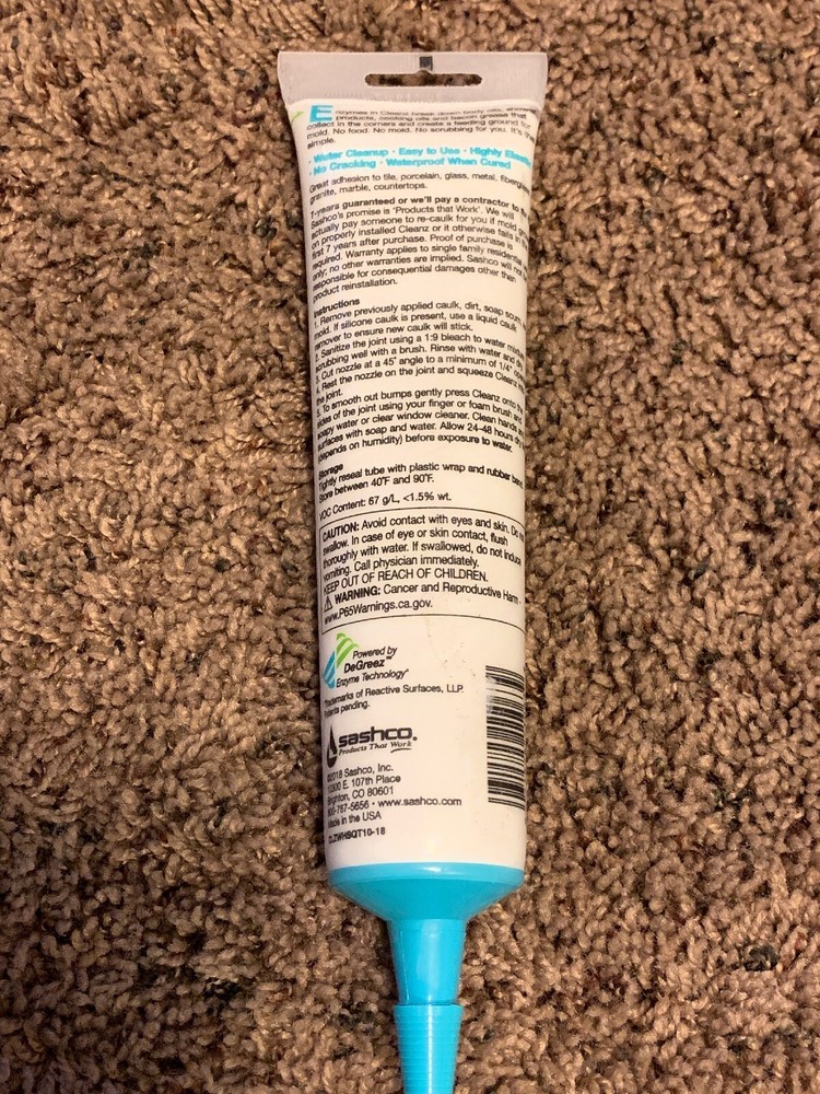 Cleanz 11063 Kitchen & Bath Caulk, 6 Oz