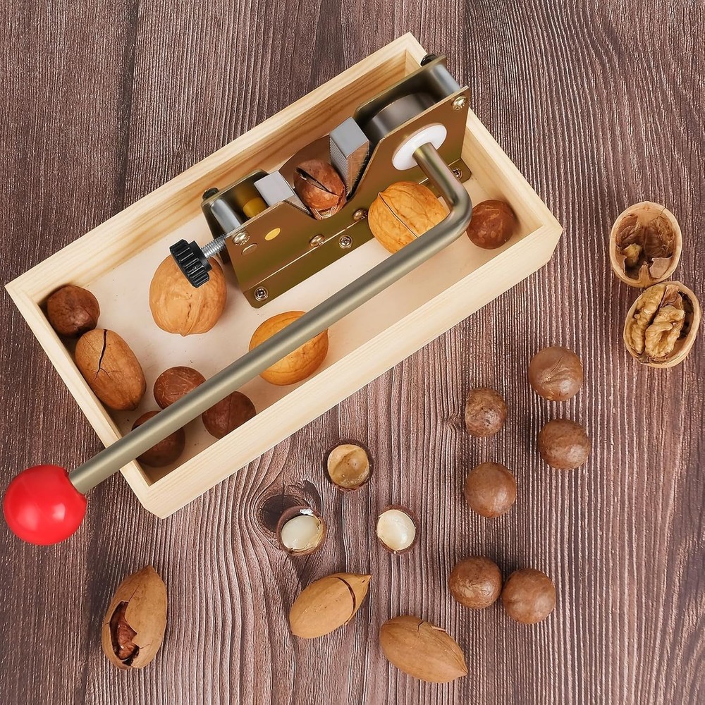 Durable Adjustable Nut Cracker with Rust-Resistant Finish & Picks - 9.84 in