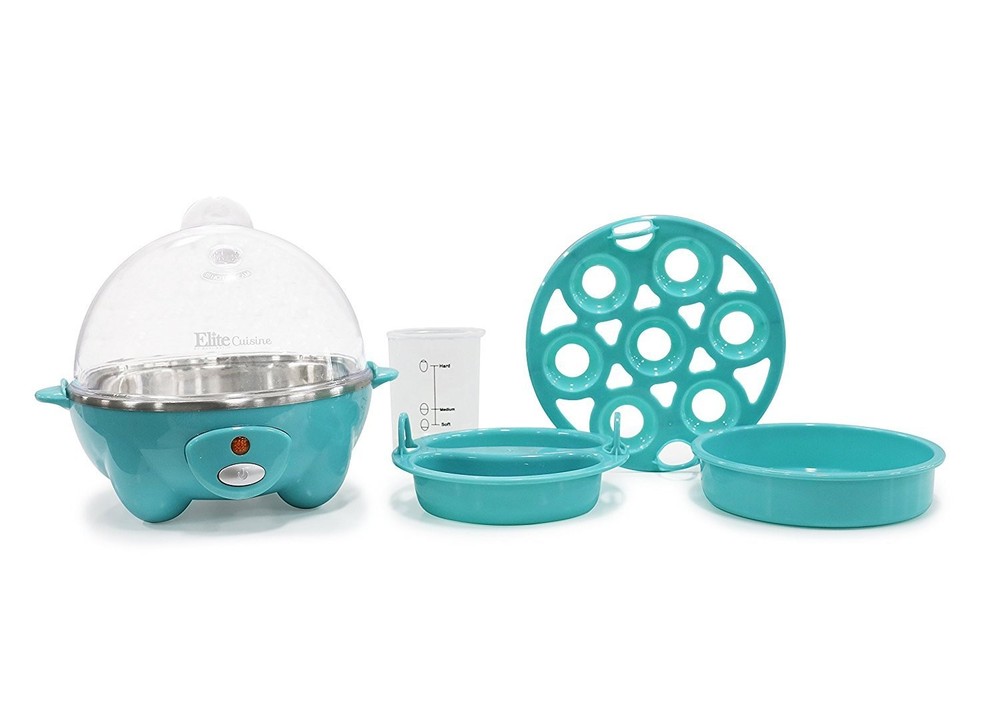 Elite Gourmet Easy Electric 7 Egg Capacity Soft, Medium, 7 Egg, Teal