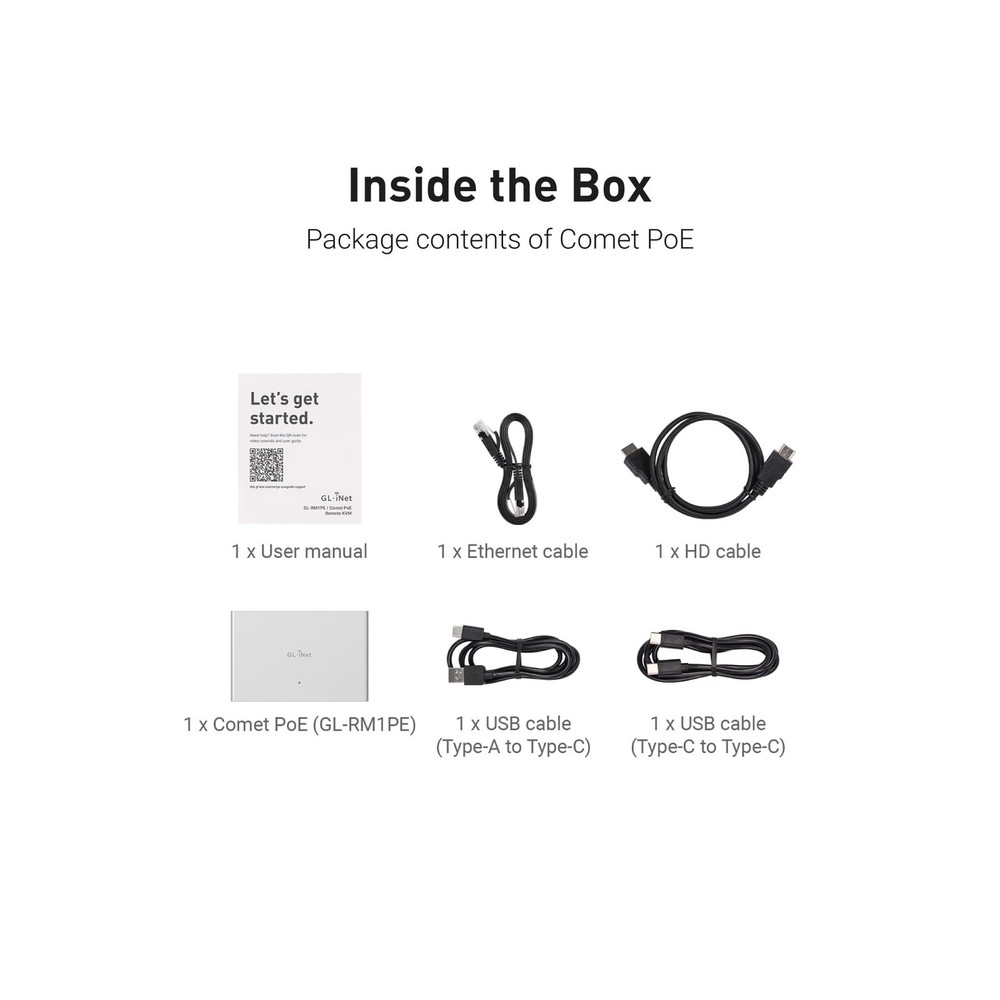GL.iNet Comet PoE (GL-RM1PE) Remote KVM Control Over Internet - PoE/Type - C ...