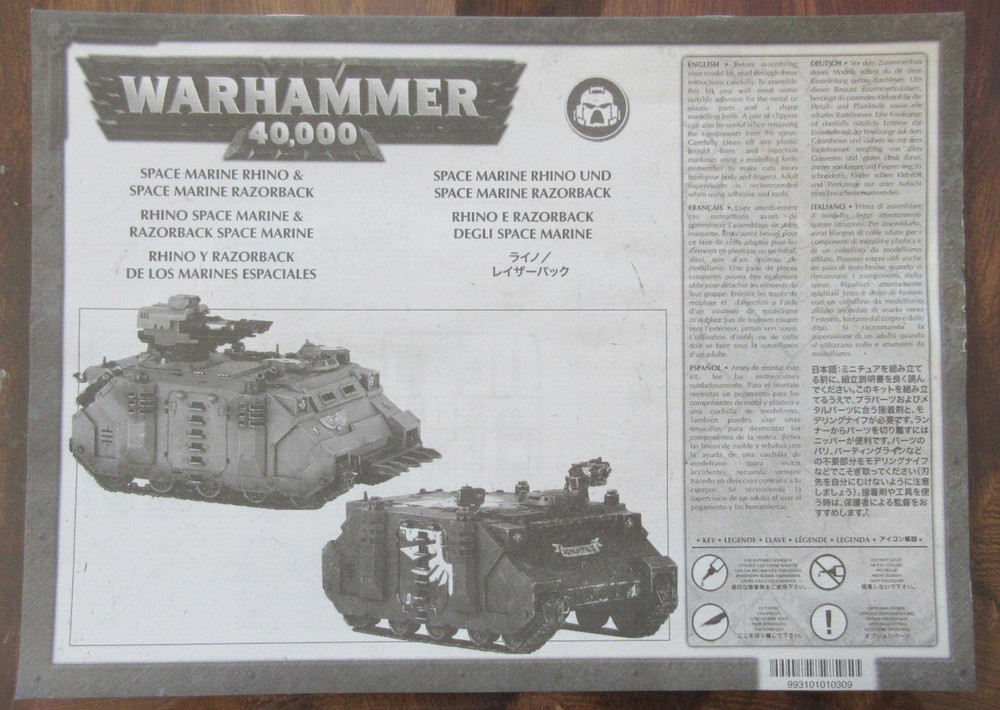 Warhammer Assembly Instruction Insert Booklet : Space Marine Rhino Razorback