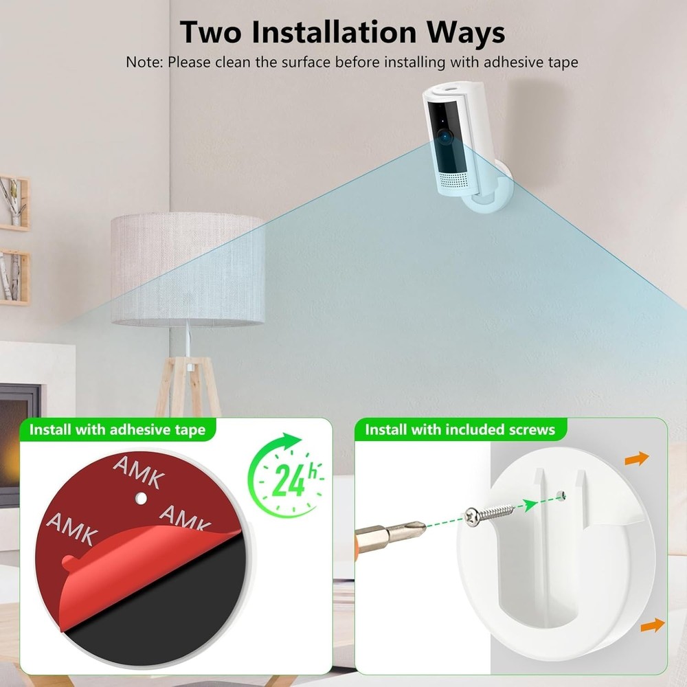 Securely Mount Your Ring Indoor Camera – No Tools, 2-Pack Adhesive Brackets