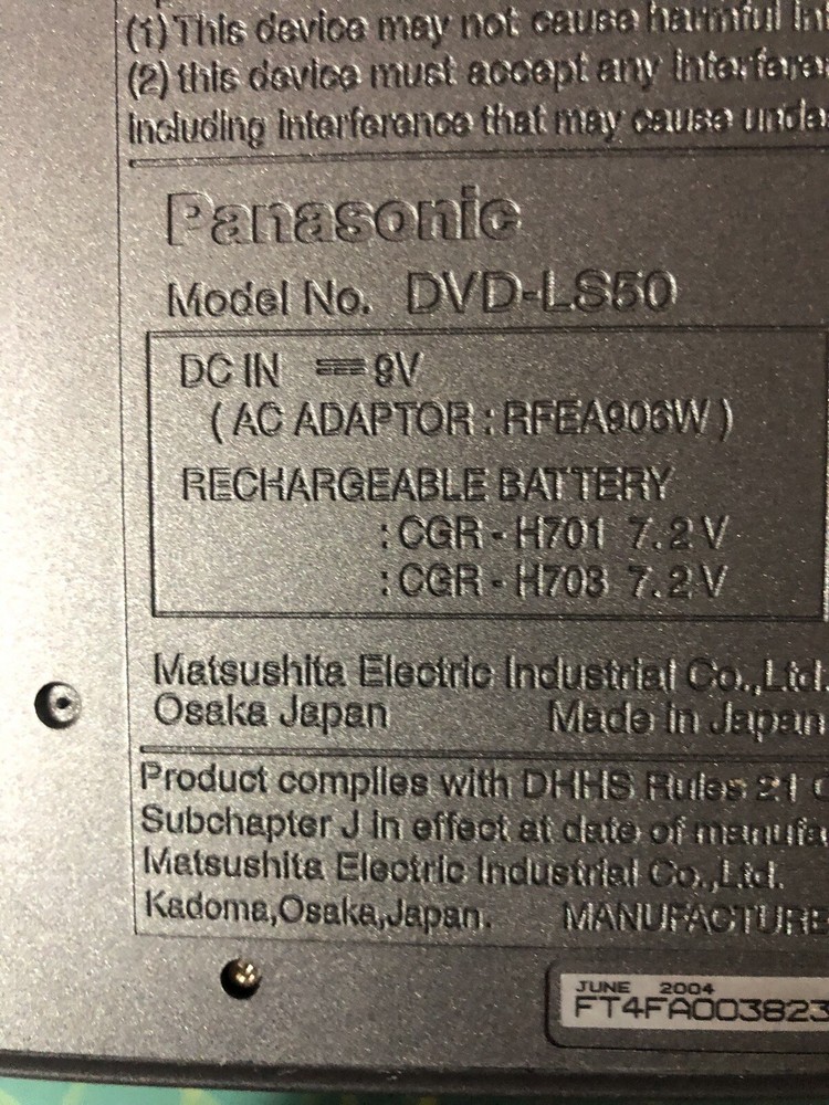 Panasonic Portable DVD Player - 7" Display - Grade A (DVD-LS50)