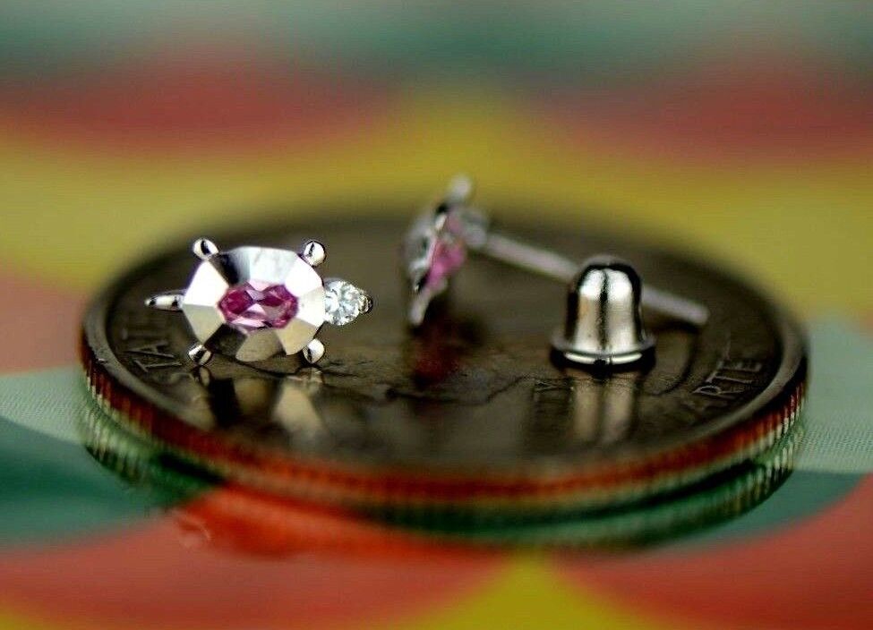14k Yellow or White Gold Turtle CZ Stud Earring