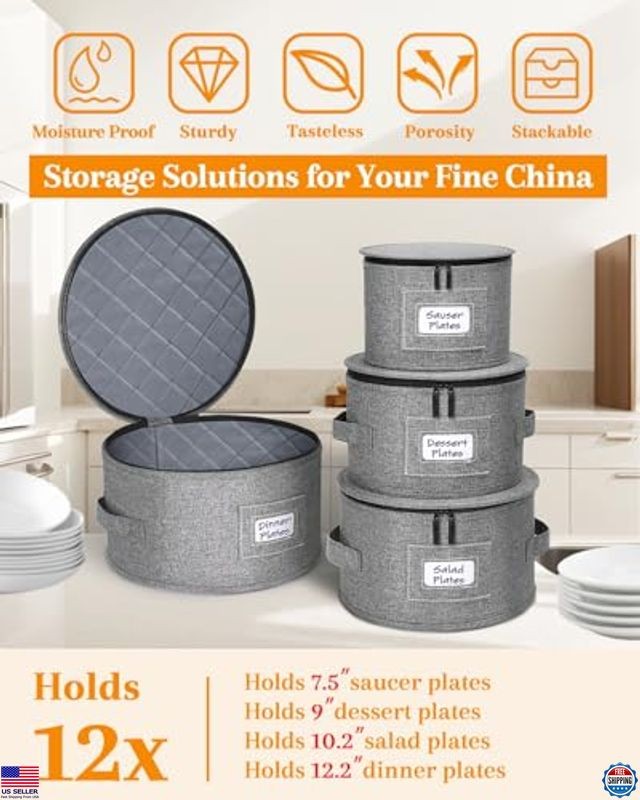 punemi China Storage Containers, Dish Storage with Rigid Top Side Bottom Support
